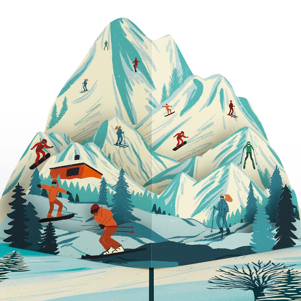 Lovepop Mountain Snowboard Adventure Anniversary Pop-Up Card and Sentiment Set Cream