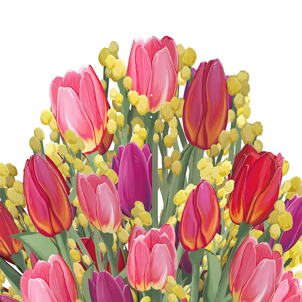 Lovepop Cheerful Tulips Birthday Bouquet and Time to Party Sentiment Set Vase