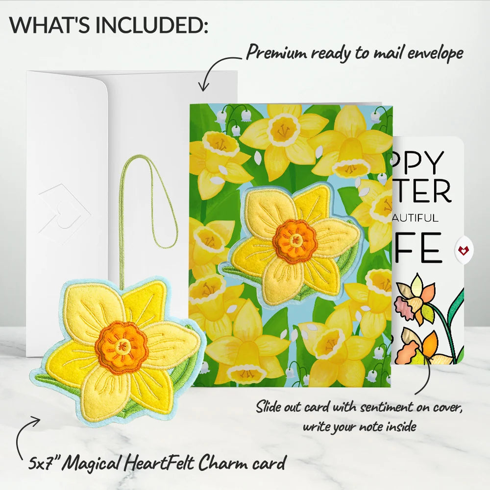Lovepop Sunny Daffodil Easter Heartfelt Charm Card and Sentiment Set for Wife Bag