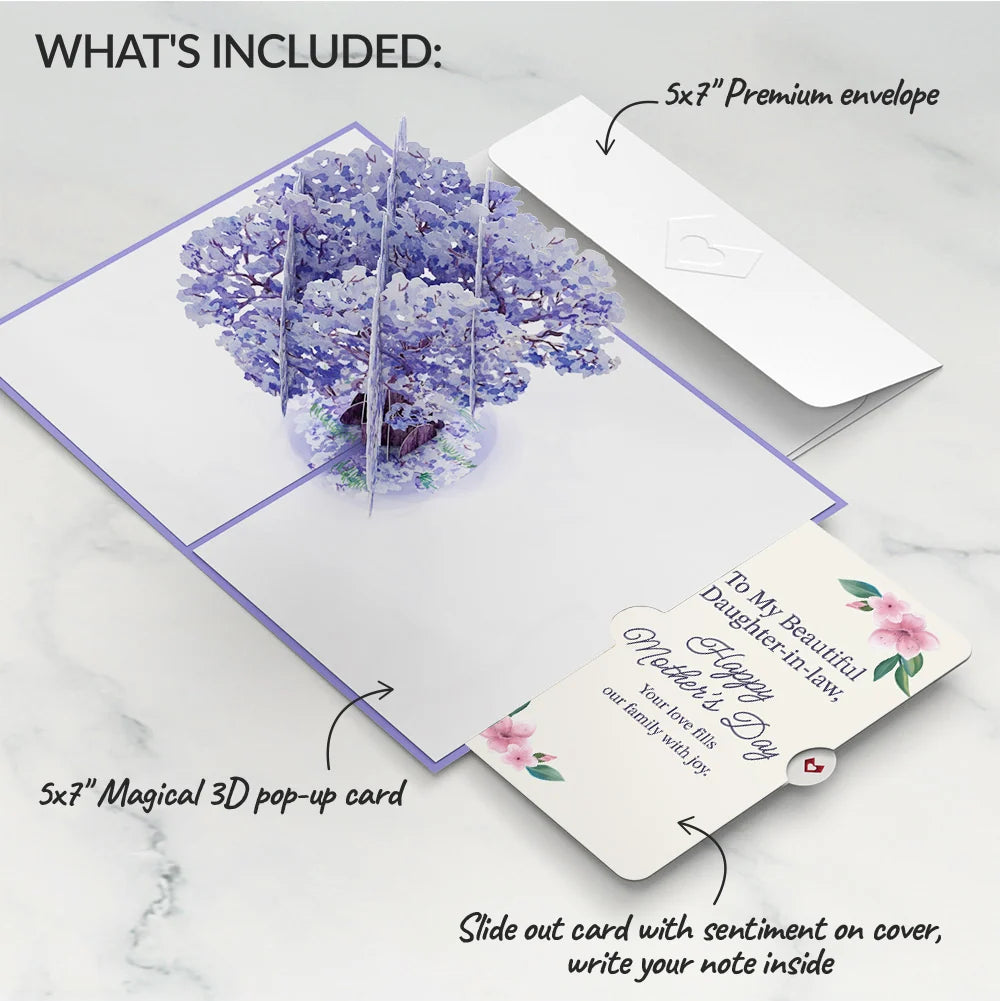 Lovepop Watercolor Jacaranda Tree Mother’s Day Pop-Up Card and Sentiment Set for Daughter-in-law