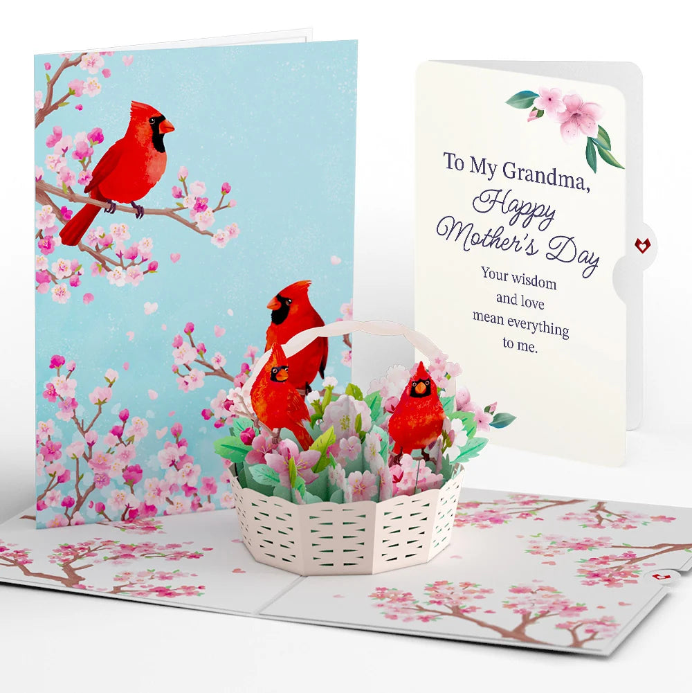 Lovepop Cherry Blossom Basket with Cardinals Mother’s Day Pop-Up Card and Sentiment Set for Grandma