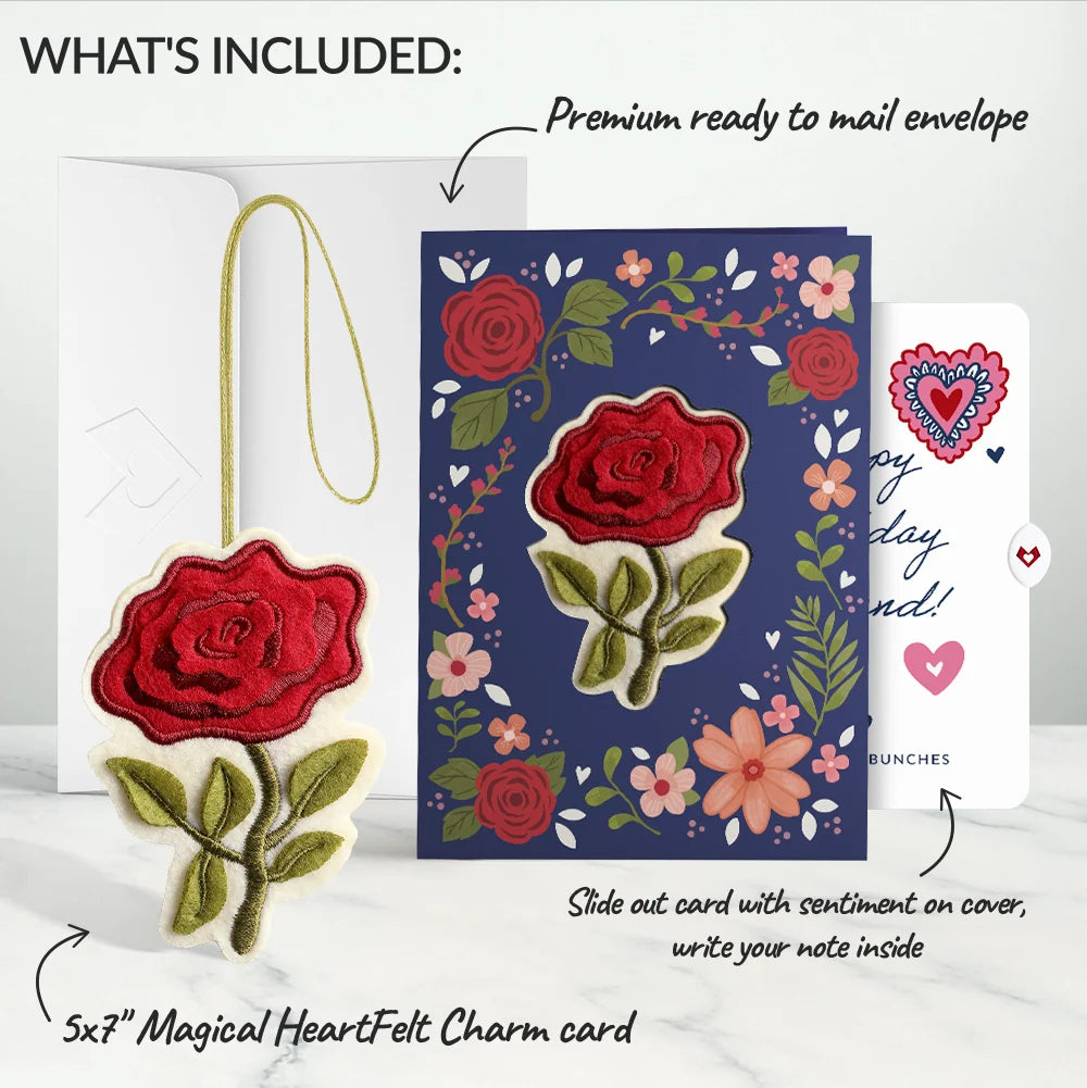 Lovepop Everlasting Rose Birthday HeartFelt Charm Card and Sentiment Set for Husband Cream