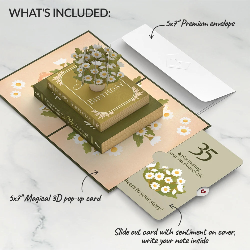 Lovepop Cheers to a New Chapter 35th Birthday Pop-Up Card and Sentiment Set Cream