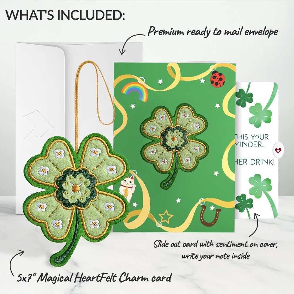 Lovepop Lucky Clover St. Patrick’s Day Heartfelt Charm Card and Shamrock Cheers Sentiment Set Bag