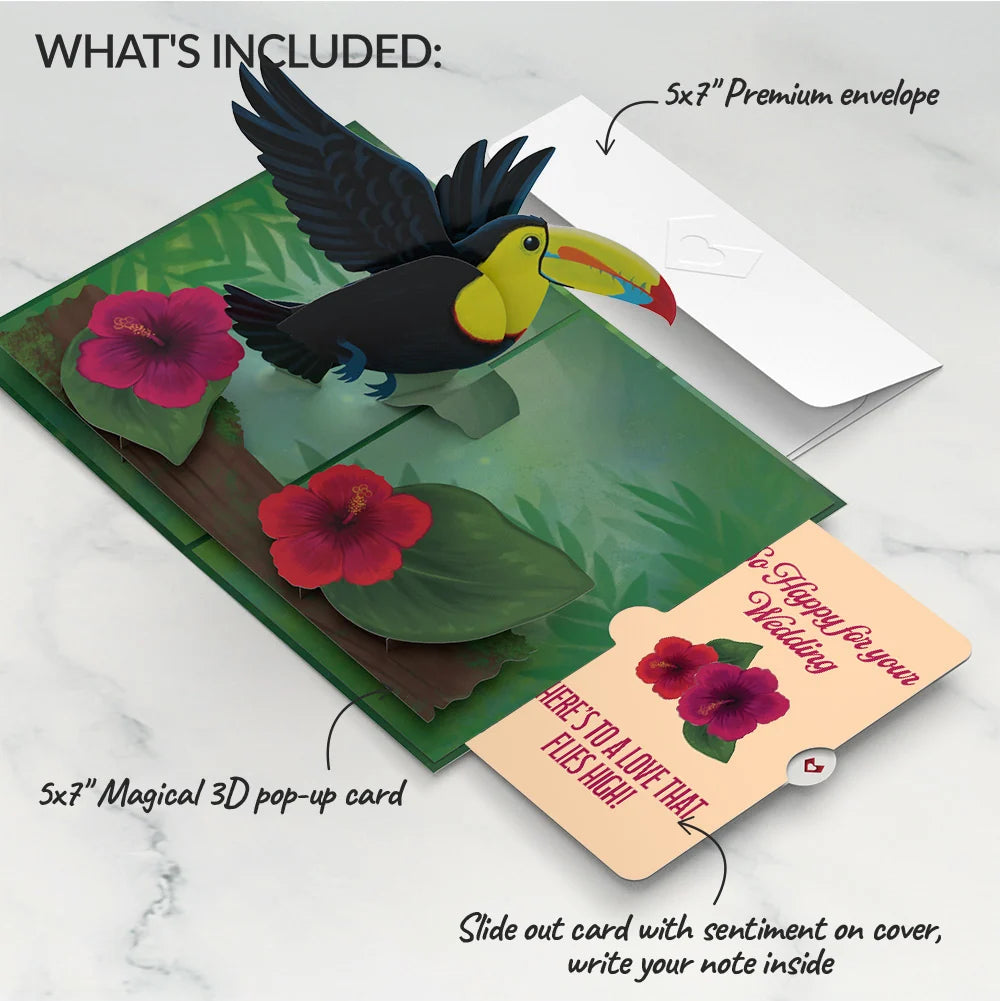 Lovepop Rainforest Toucan Wedding Pop-Up Card and Hibiscus Sentiment Set
