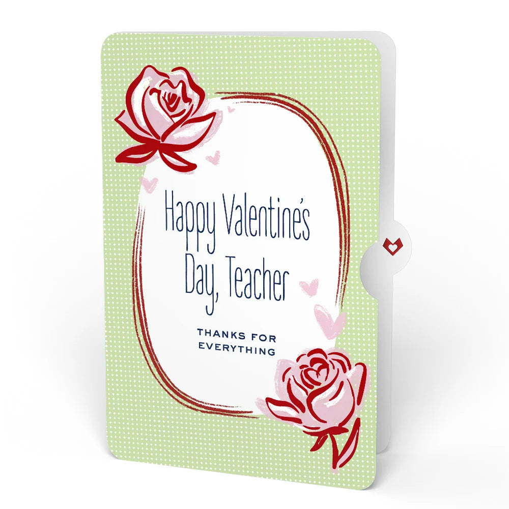Lovepop Hibiscus Valentine Bouquet and Sweet Rose Sentiment Set for Teacher Vase