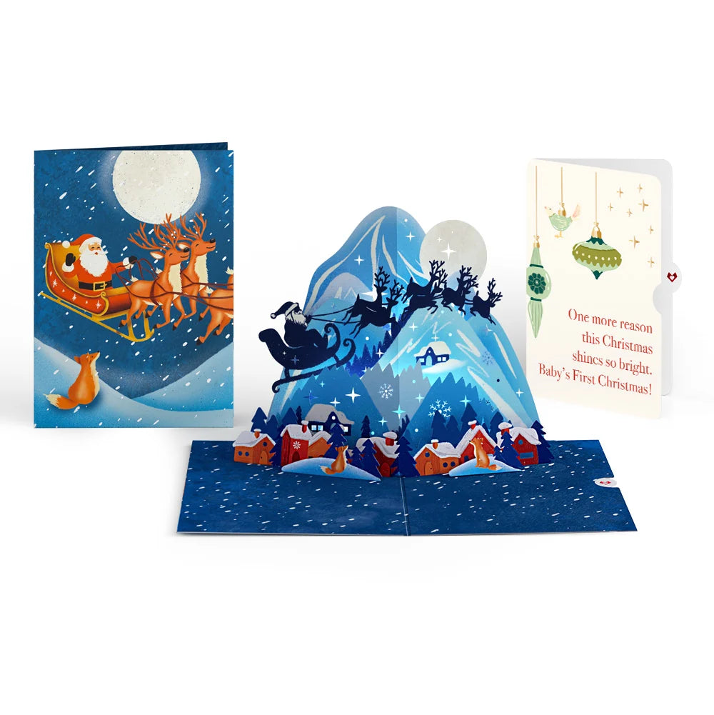 Lovepop Christmas Eve Sleigh Ride Music and Lights Pop-Up Card and Sentiment Set for Baby Cream