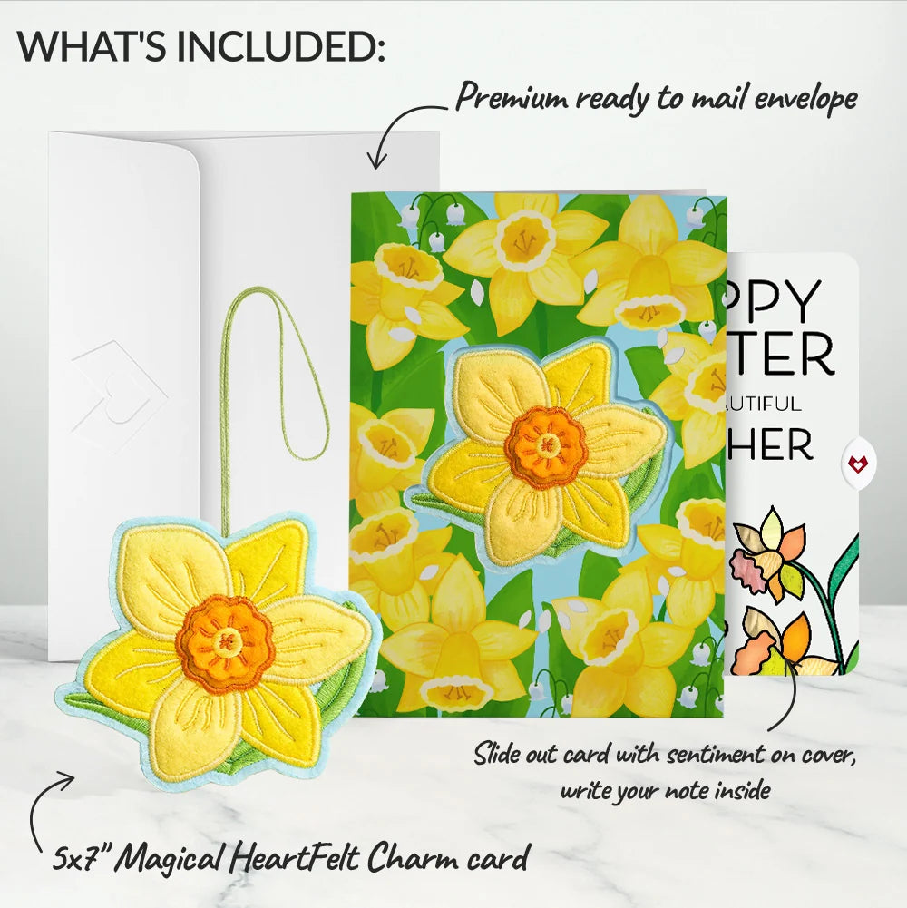 Lovepop Sunny Daffodil Easter Heartfelt Charm Card and Sentiment Set for Mom Bag