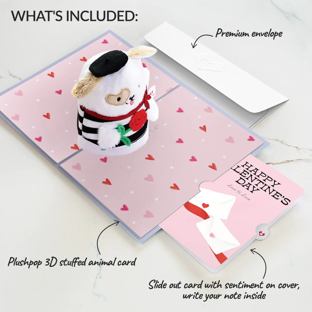Lovepop French Love Dog Valentine Plushpop Card and Love Letter: Love is Love Sentiment Set