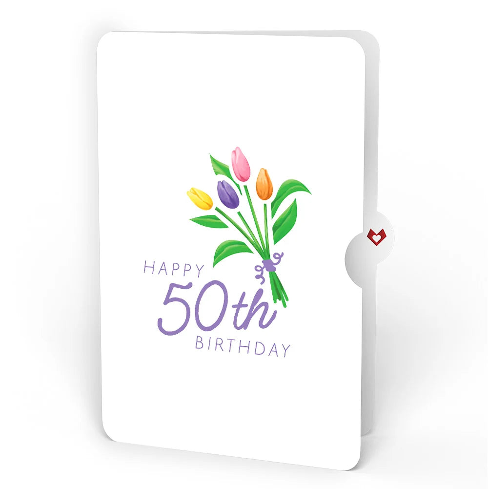 Lovepop Tulips 50th Birthday Pop-Up Card and Spring Tulips Sentiment Set Vase