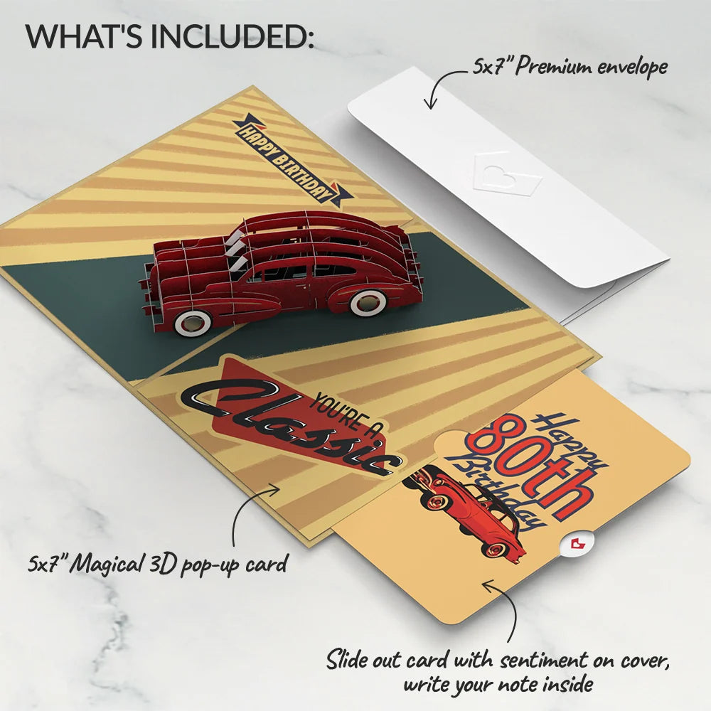 Lovepop Classic Car 80th Birthday Pop-Up Card and Sentiment Set