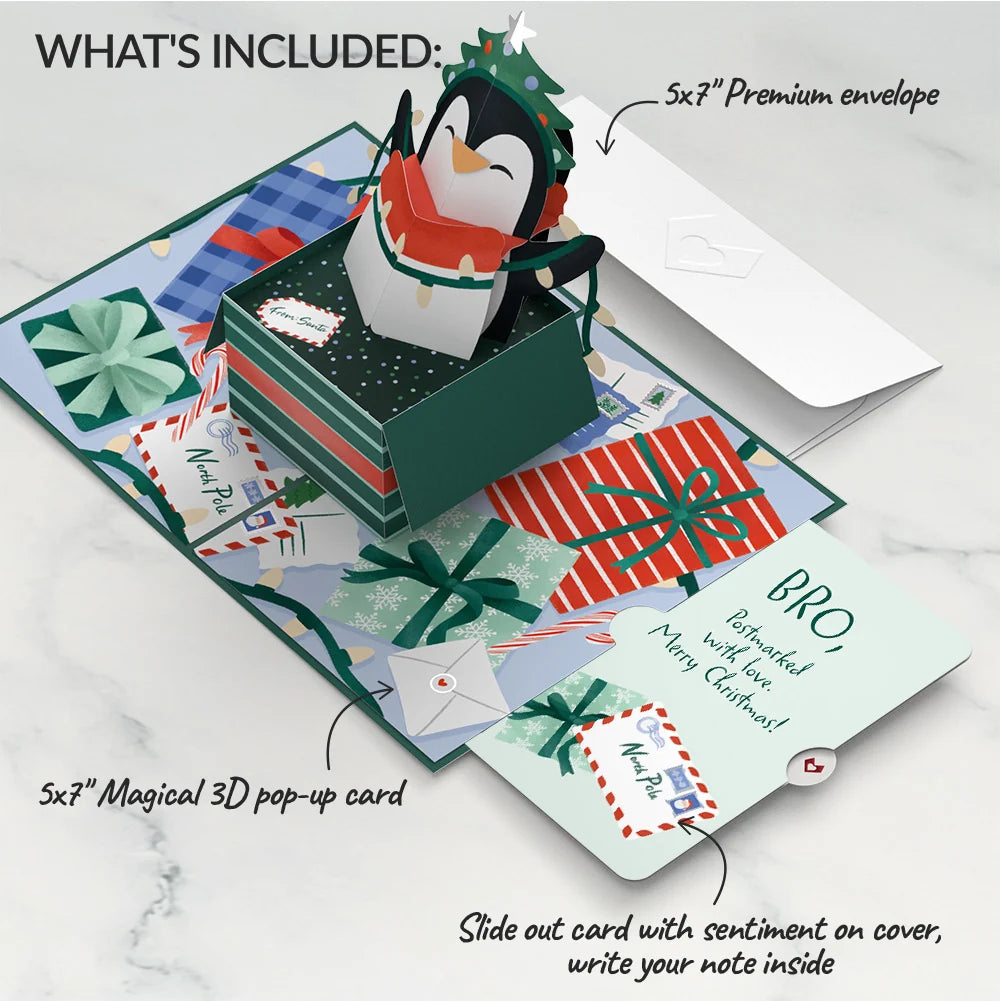 Lovepop Season’s Greetings Penguin Surprise Pop-Up Card and Sentiment Set for Brother