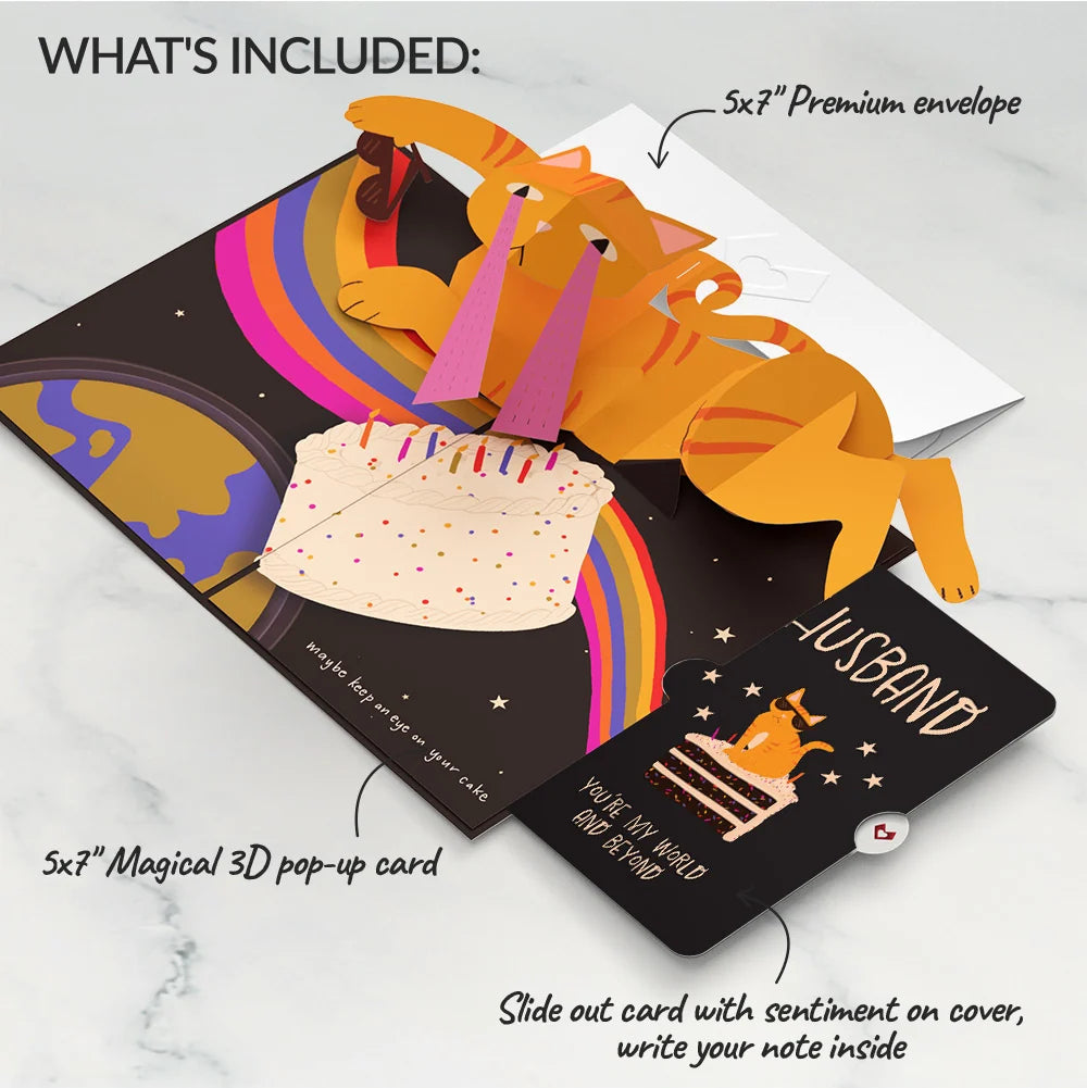 Lovepop Out of this World Birthday Cat Pop-Up Card and Sentiment Set for Husband