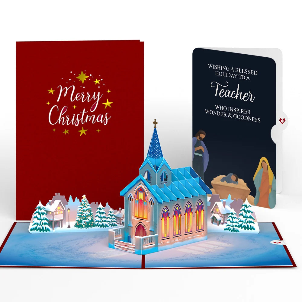 Lovepop Stained Glass Christmas Chapel Pop-Up Card and Sentiment Set for Teacher