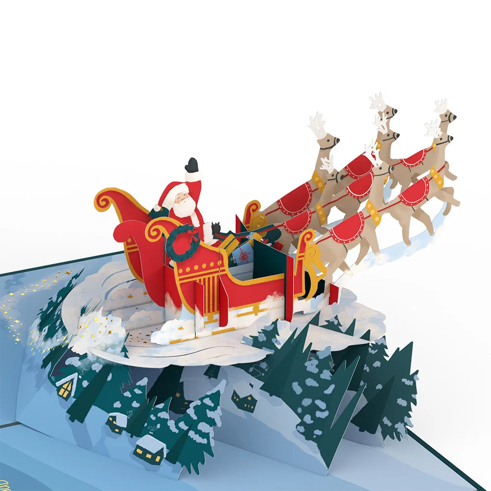 Lovepop Night Sky Santa Sleigh Pop-Up Card and Snowflake Holiday Sentiment Set