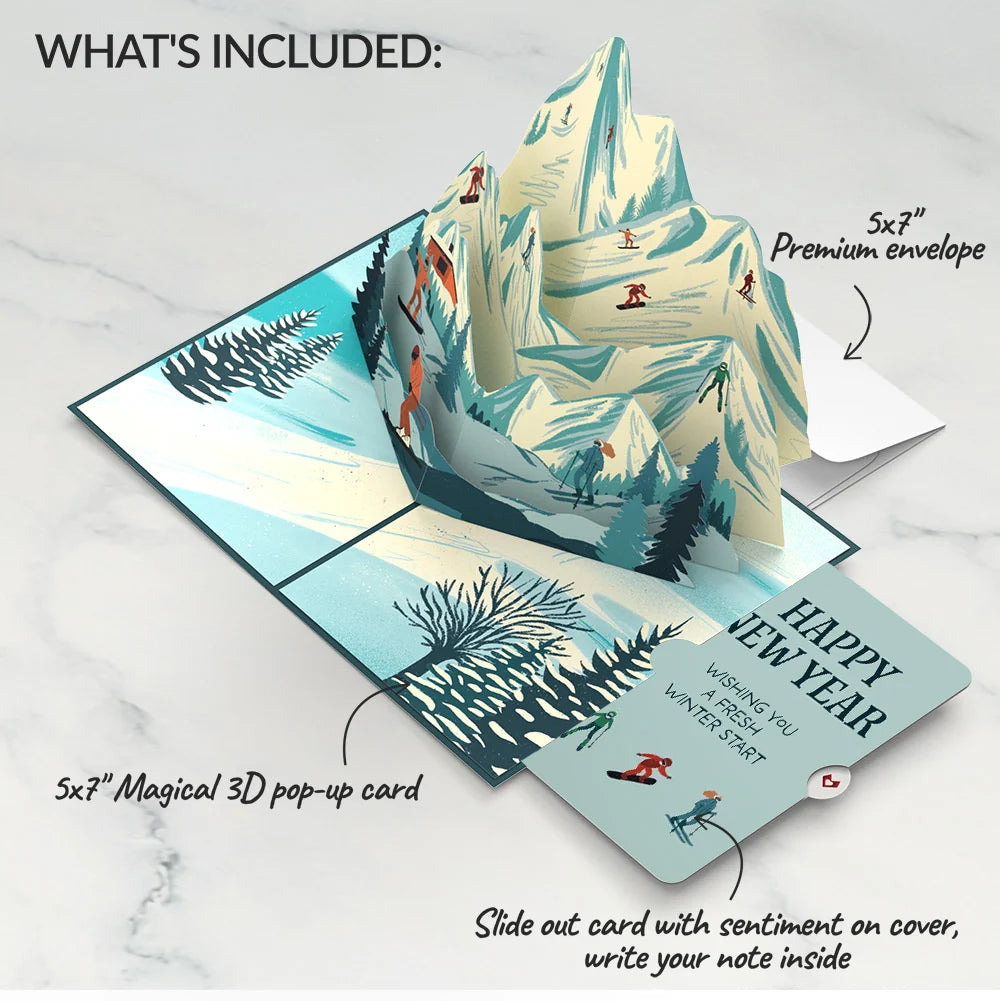 Lovepop Mountain Snowboard Adventure New Year Pop-Up Card and Sentiment Set