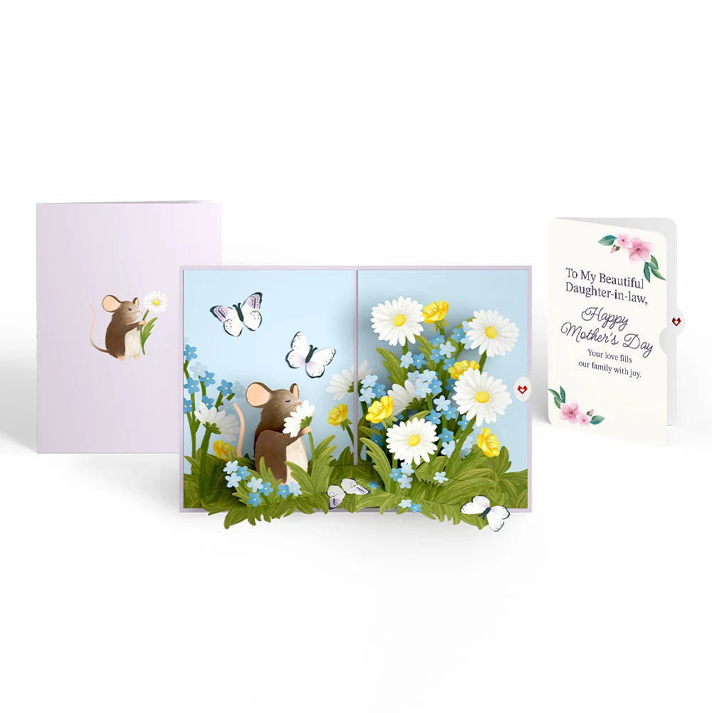 Lovepop Field Mouse in the Flowers Mother’s Day Pop-Up Card and Sentiment Set for Daughter-in-law