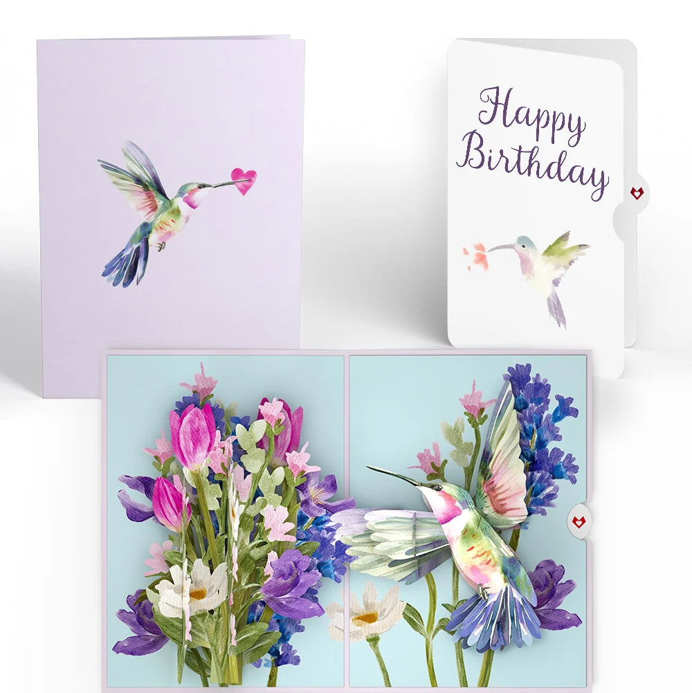 Lovepop Love in Bloom Hummingbird Birthday Pop-Up Card and Hummingbird Kisses Sentiment Set