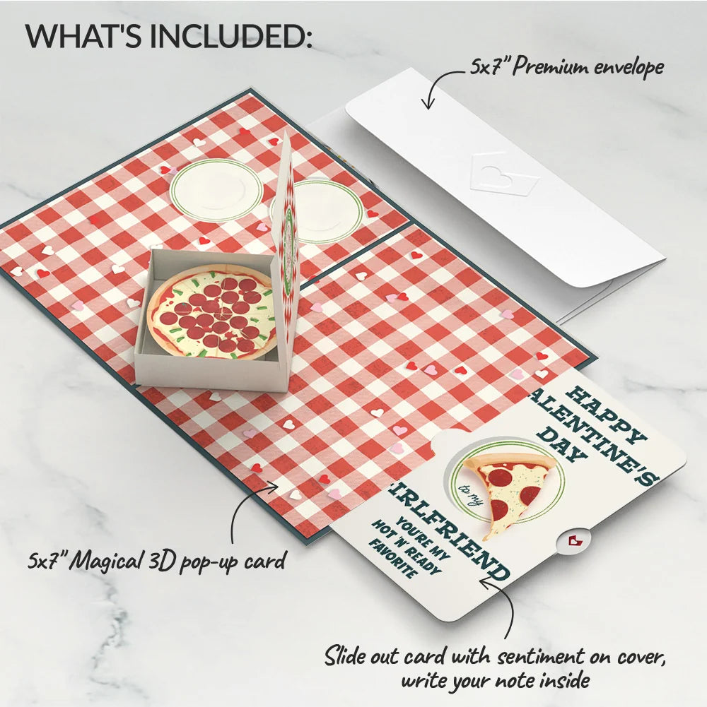 Lovepop Pizza Love Valentine Pop-Up Card and Perfect Slice Sentiment Set for Girlfriend Plate