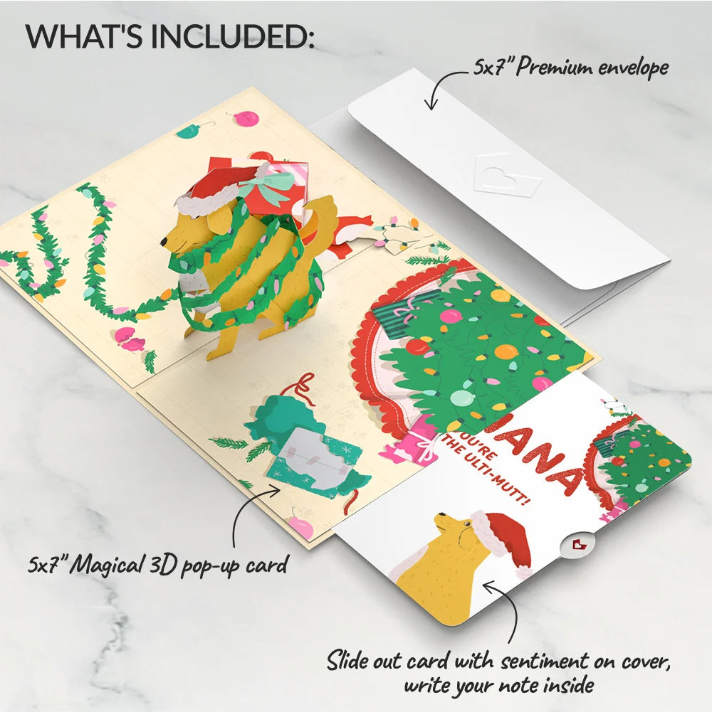 Lovepop Feliz Naughty Dog Christmas Pop-Up Card and Sentiment Set for Nana Cream