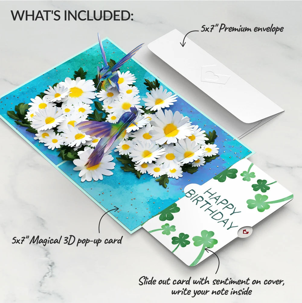 Lovepop Daisy Patch Hummingbirds Birthday Pop-Up Card and Sentiment Set