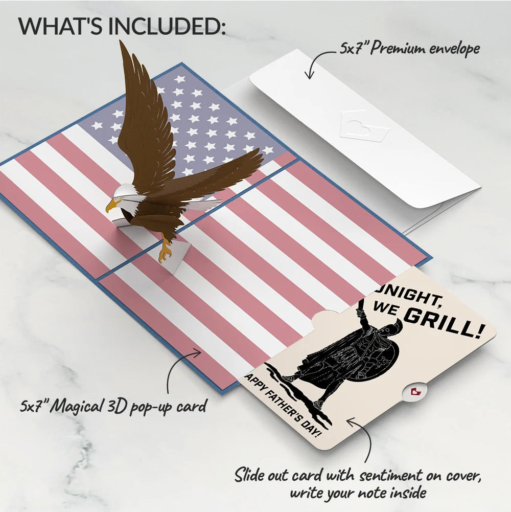 Lovepop Patriotic Eagle Father’s Day Pop-Up Card and Spartan Grilling Sentiment Set