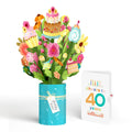 Lovepop Sweet 40th Birthday Wishes Bouquet and Confetti Cake Sentiment Set Vase