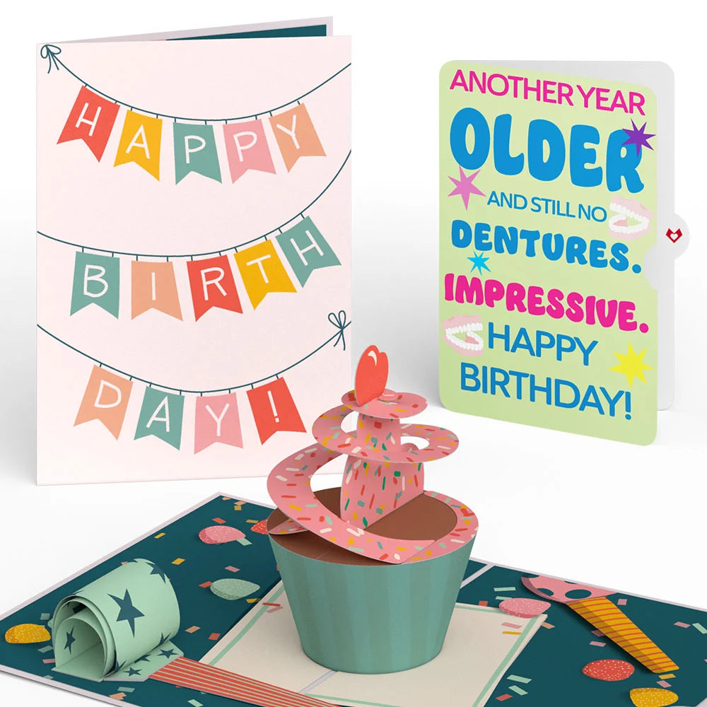 Lovepop Birthday Cupcake Pop-Up Card and Sentiment Set Candle