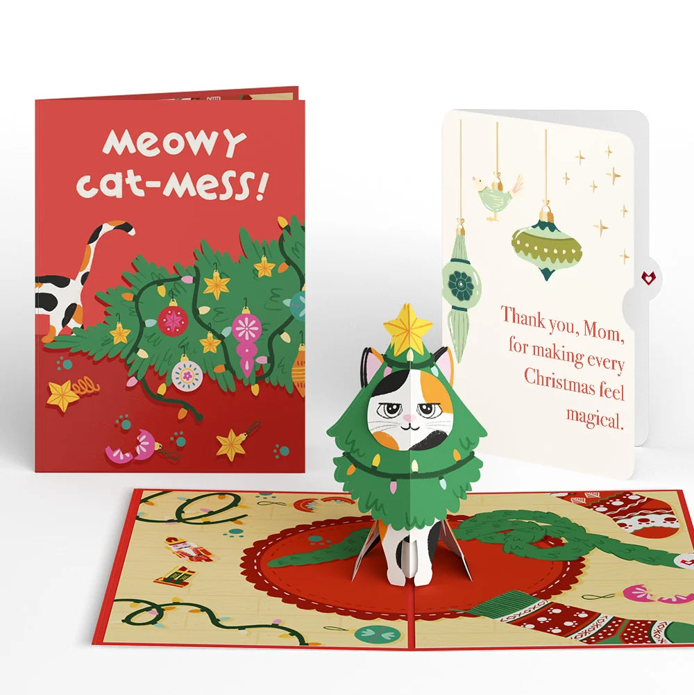 Lovepop Meowy Cat-mess Christmas Pop-Up Card and Sentiment Set for Mom Cream