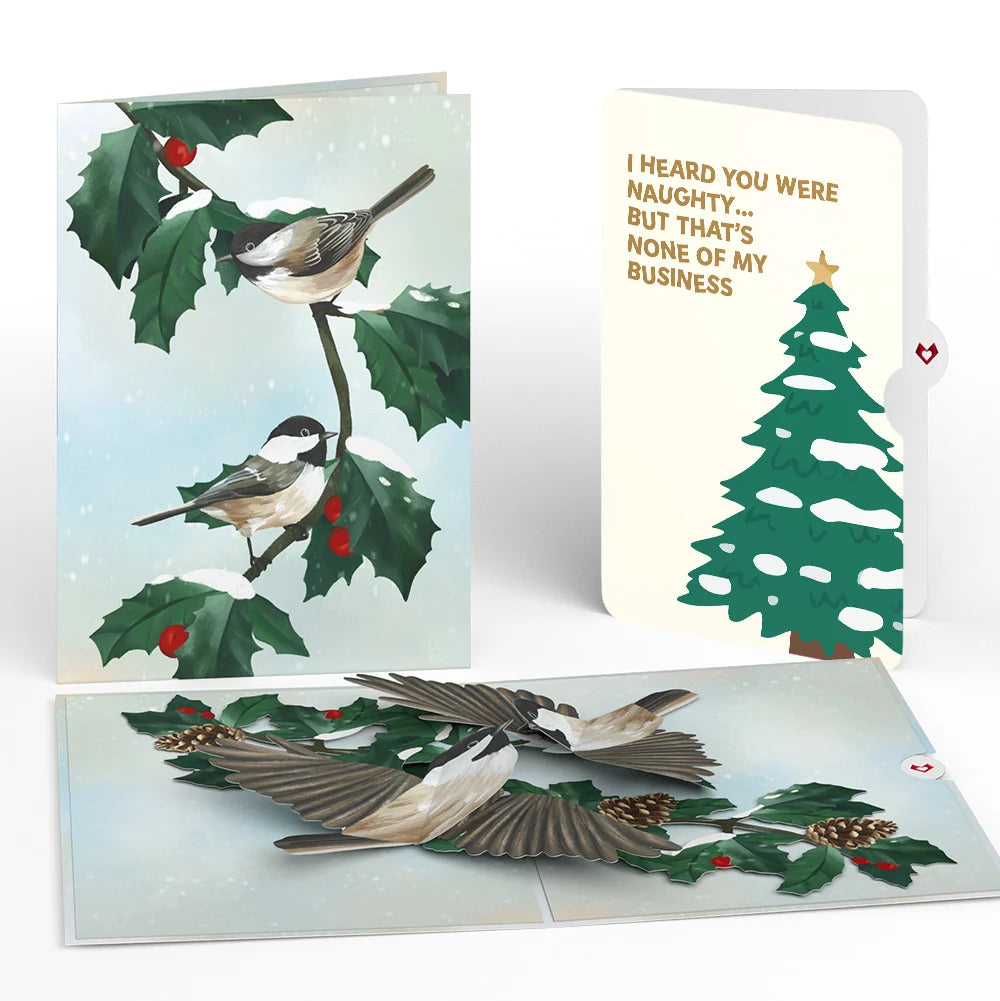 Lovepop Winter Chickadees Pop-Up Card and Funny Christmas Tree Sentiment Set