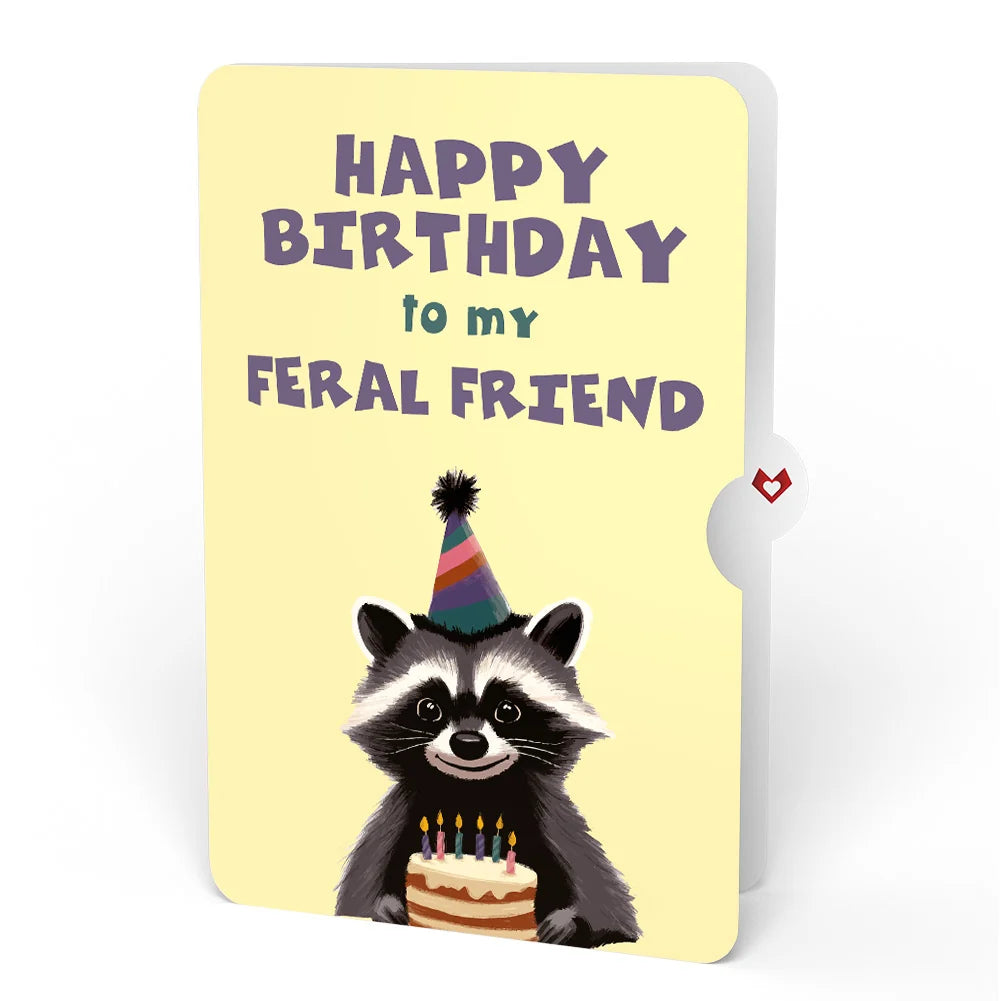 Lovepop Go Feral Raccoon Birthday Pop-Up Card and Sentiment Set for Friend Candle