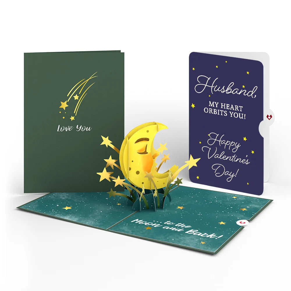 Lovepop Love You to the Moon and Back Valentine Pop-Up Card and Sentiment Set for Husband