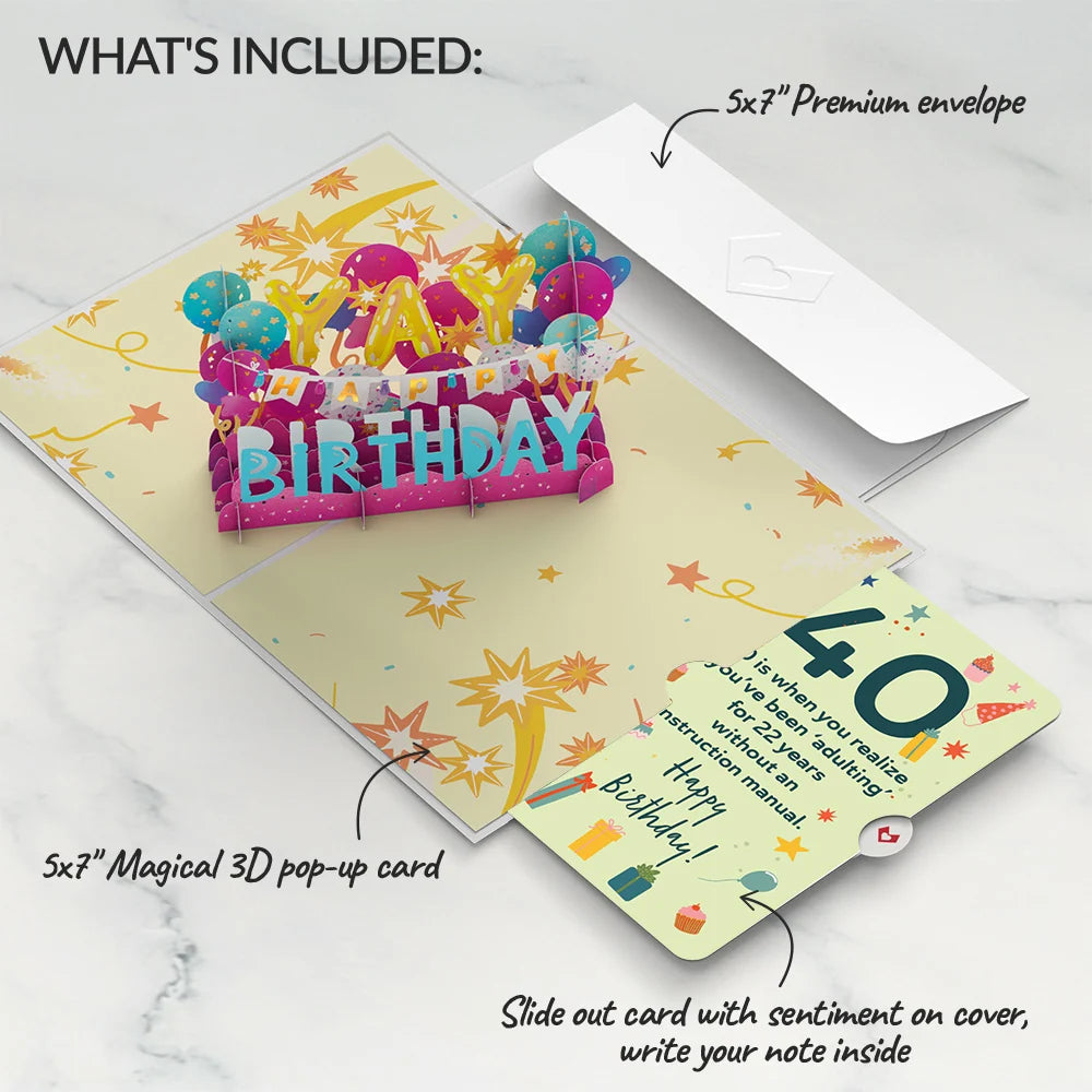 Lovepop 40th Birthday Celebration Pop-Up Card and Sentiment Set
