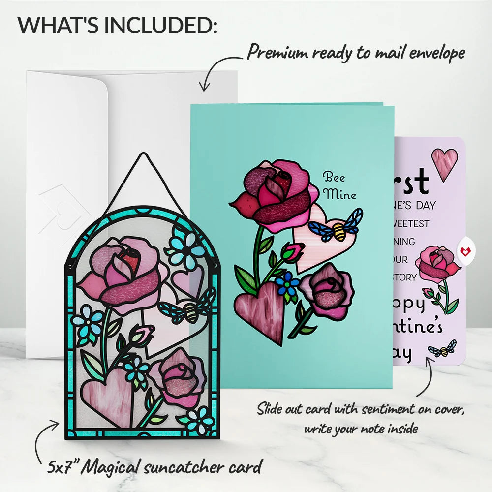 Lovepop Bee Mine Suncatcher The Sweetest Beginning Valentine Pop-Up Card and Sentiment Set Glass