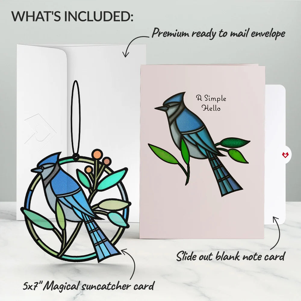 Lovepop Simple Hello Blue Jay Suncatcher Card