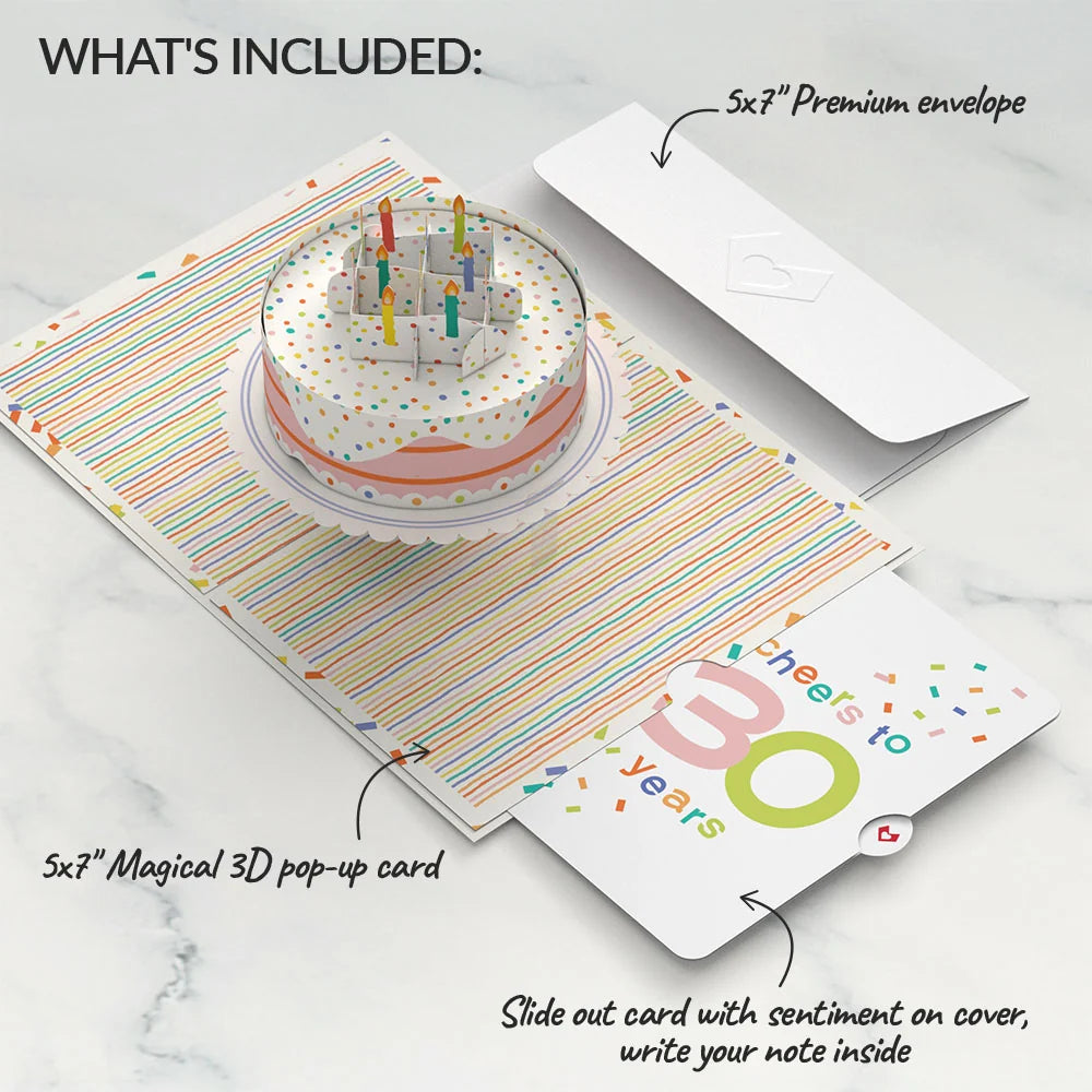 Lovepop Confetti Cake 30th Birthday Pop-Up Card and Sentiment Set Candle