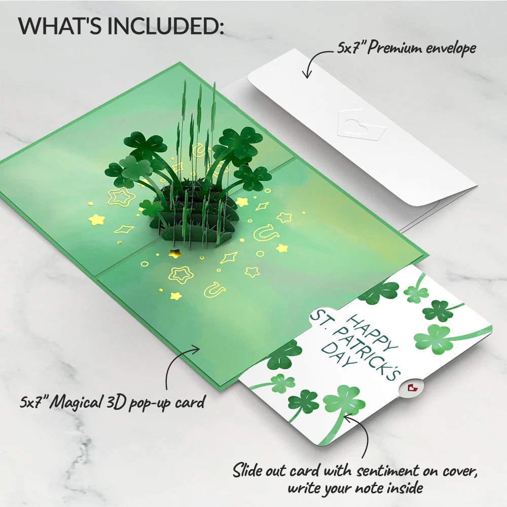 Lovepop Saint Patrick’s Day Lucky Clover Pop-Up Card and Shamrock Sprigs Sentiment Set