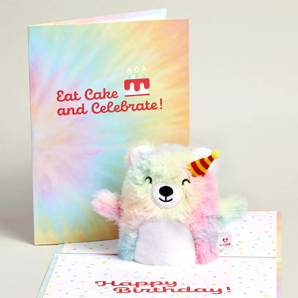 Lovepop ‘Eat Cake and Celebrate’ Birthday Plushpop Card and Bouquet Bundle