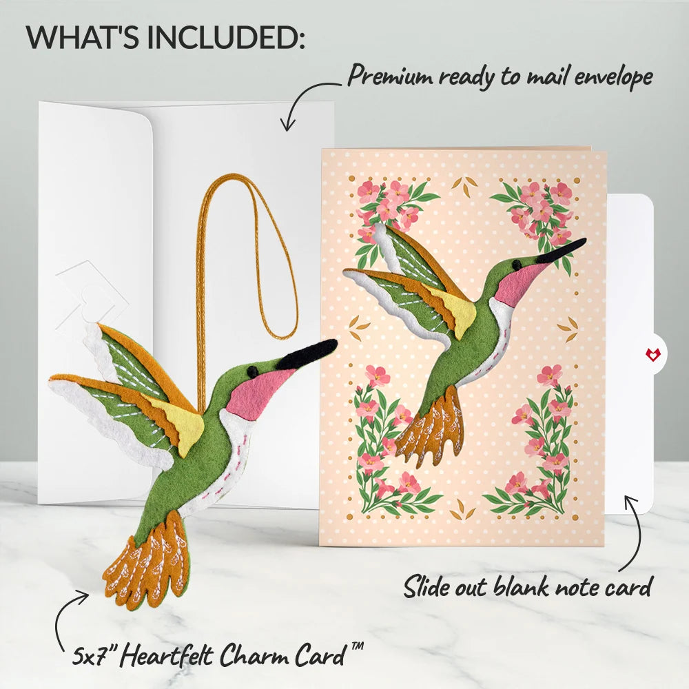Lovepop Serene Hummingbird HeartFelt Charm Card