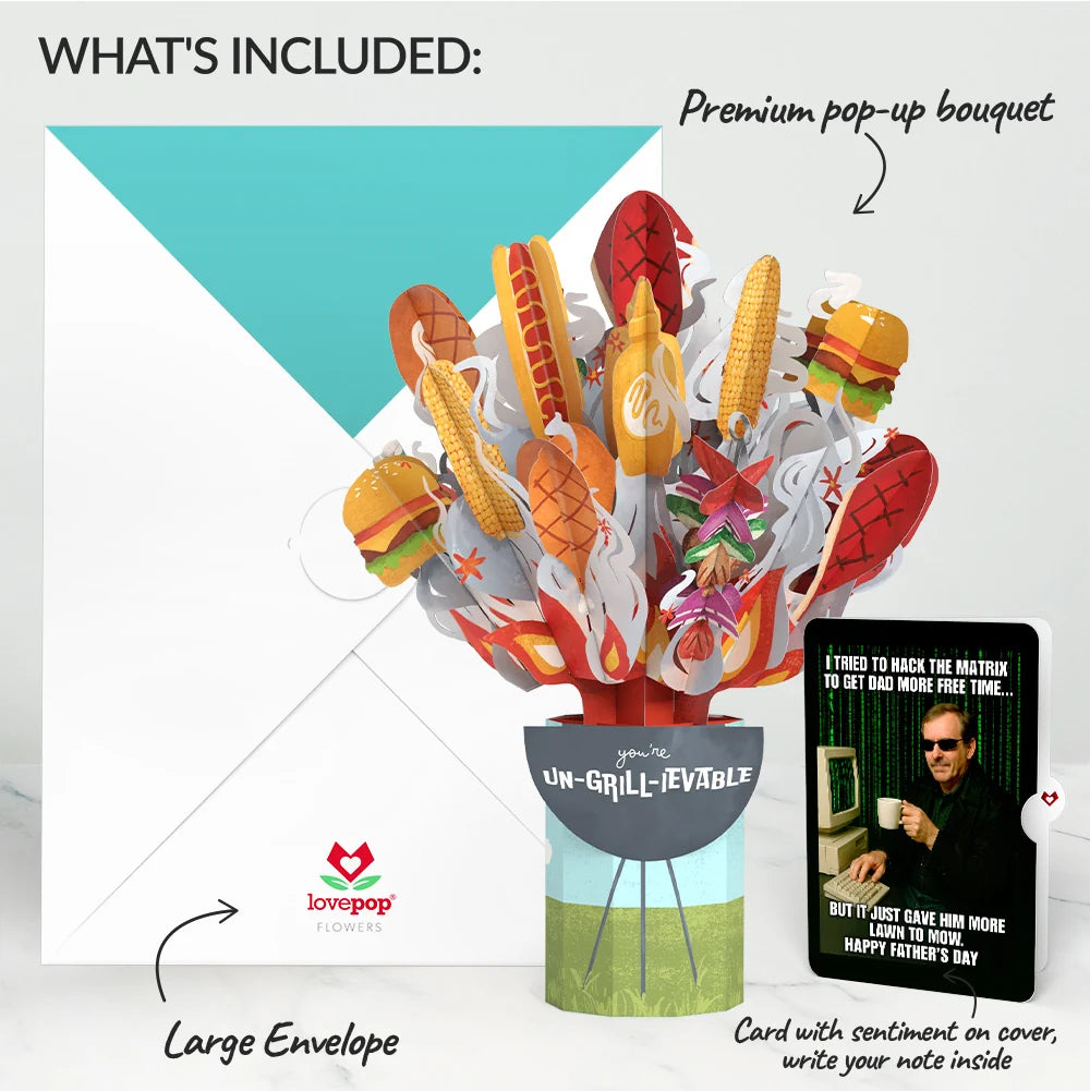 Lovepop Grill Master Father’s Day Bouquet and Matrix Hacker Sentiment Set
