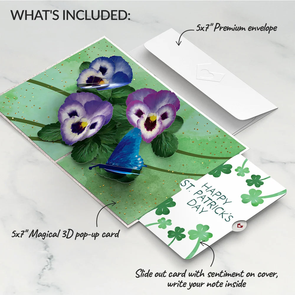 Lovepop Pansies St. Patrick’s Day Pop-Up Card and Sentiment Set