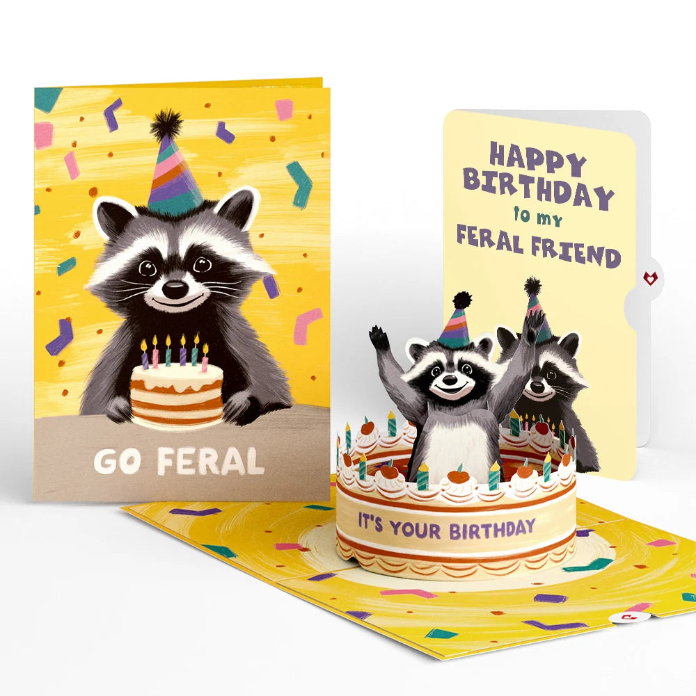 Lovepop Go Feral Raccoon Birthday Pop-Up Card and Sentiment Set for Friend Candle