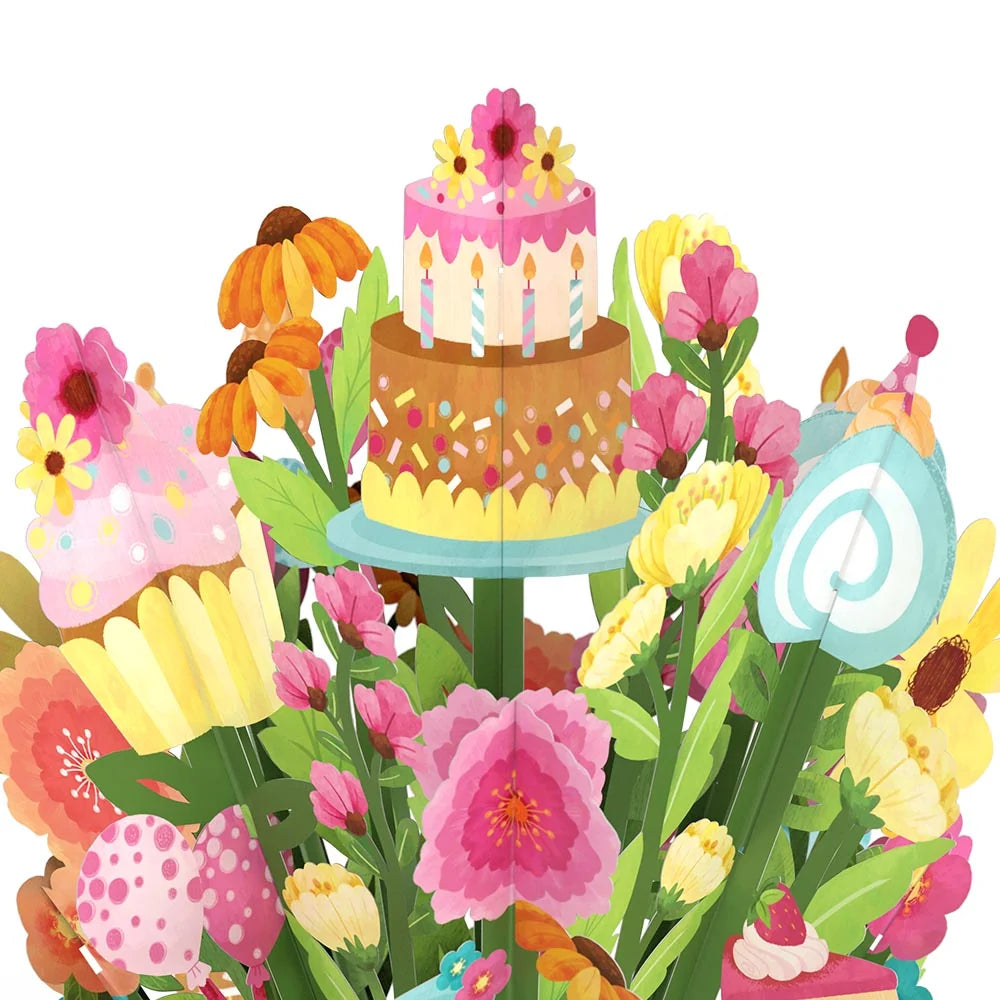 Lovepop Sweet 40th Birthday Wishes Bouquet and Confetti Cake Sentiment Set Vase