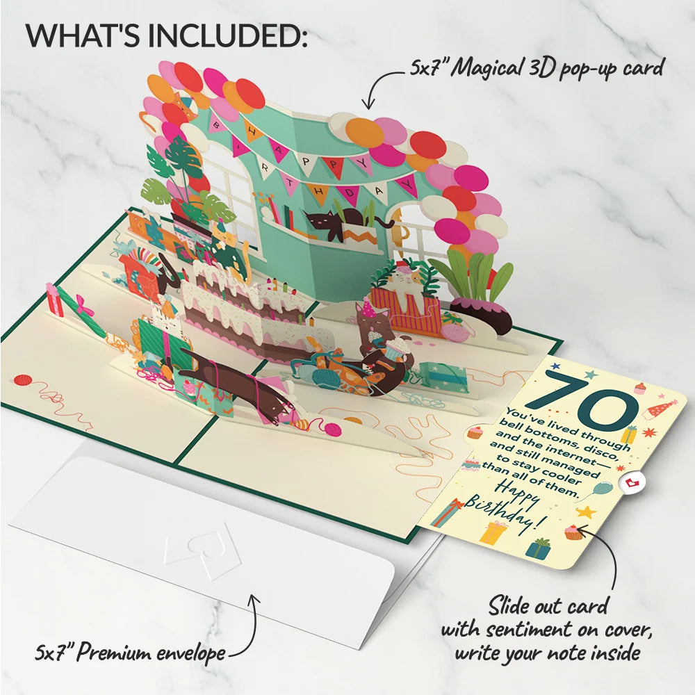 Lovepop Party Cats 70th Birthday Pop-Up Card and Sentiment Set