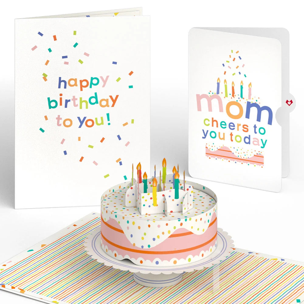 Lovepop Confetti Cake Birthday Pop-Up Card and Sentiment Set for Mom Candle