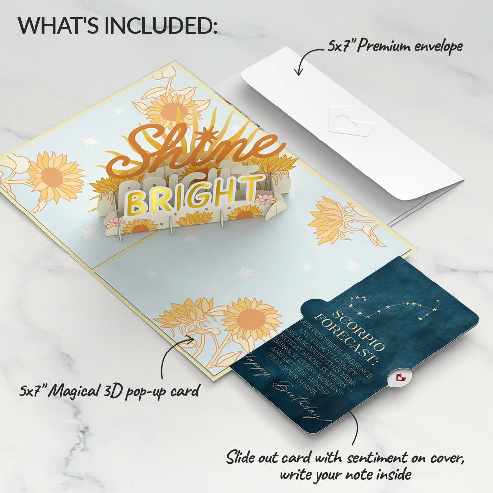 Lovepop Shine Bright Birthday Pop-Up Card and Scorpio Zodiac Sentiment Set