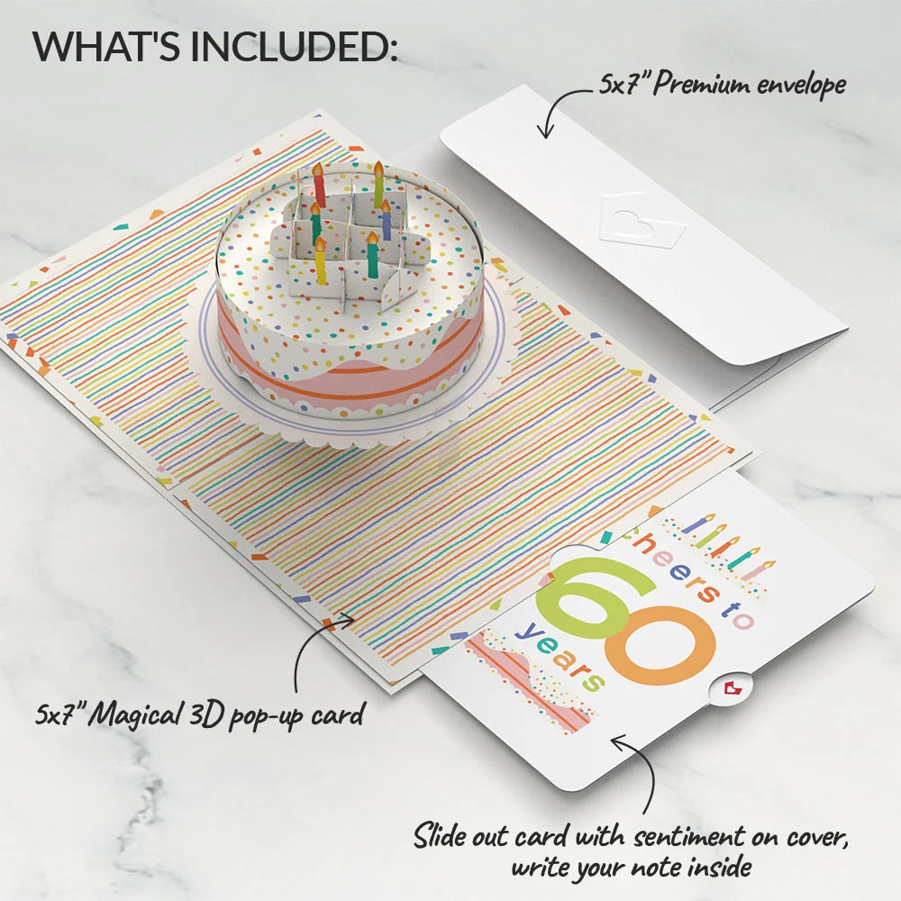 Lovepop Confetti Cake 60th Birthday Pop-Up Card and Sentiment Set Candle