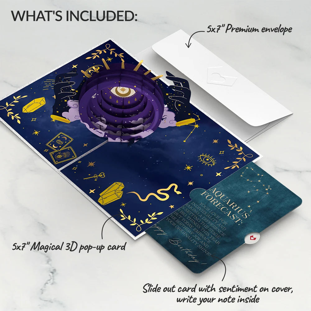 Lovepop Magical Birthday Pop-Up Card and Aquarius Zodiac Sentiment Set