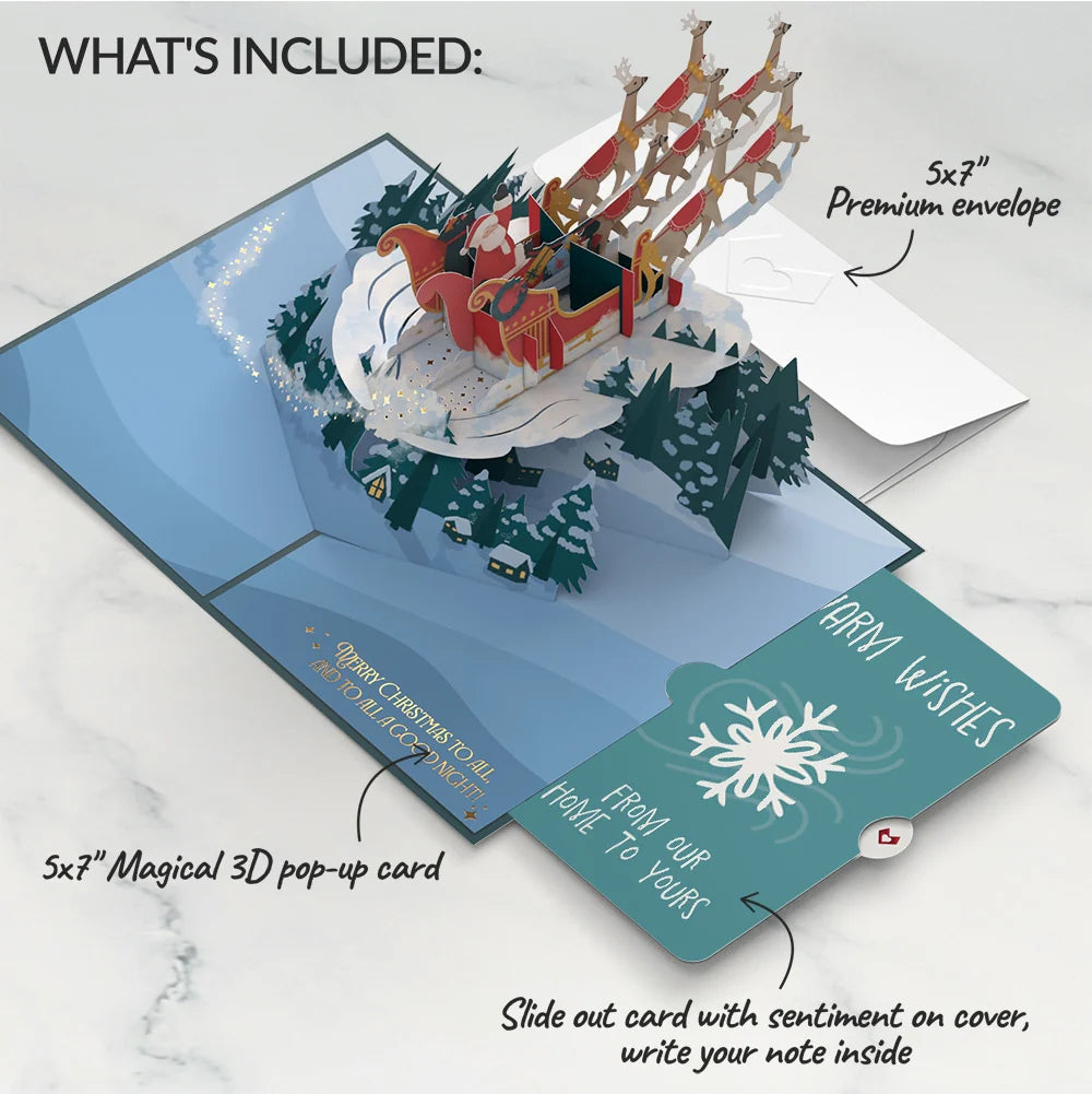 Lovepop Night Sky Santa Sleigh Pop-Up Card and Snowflake Holiday Sentiment Set