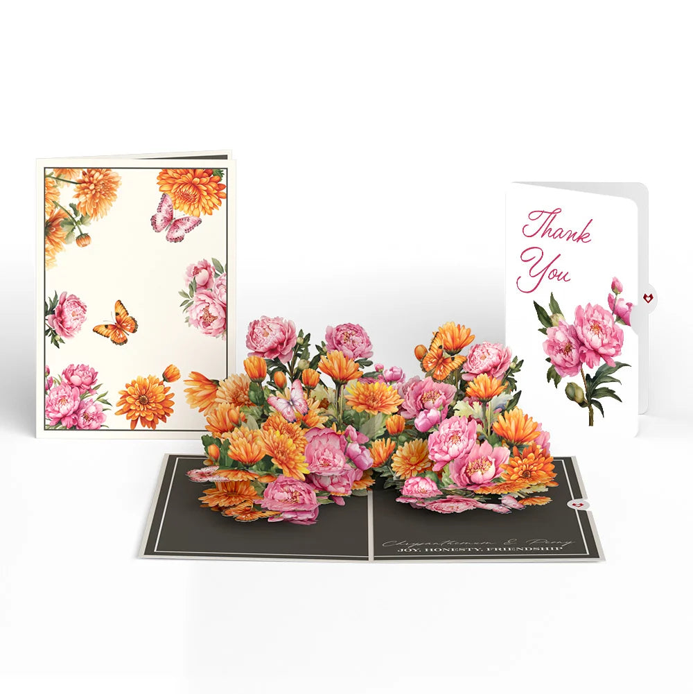 Lovepop Born to Bloom: November Birth Month Flowers Thank You Pop-Up Card and Sentiment Set Cream